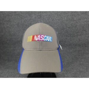 NASCAR Checkered Flag Sports Baseball Cap Hat Grey Blue Adjustable New With Tags